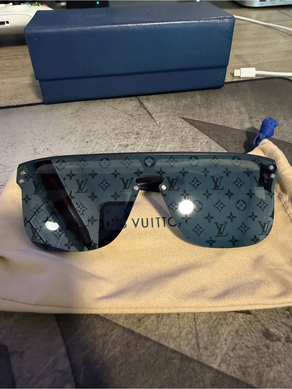 Louis Vuitton Black Monogram Shield Sunglasses - Rimless LV Motif